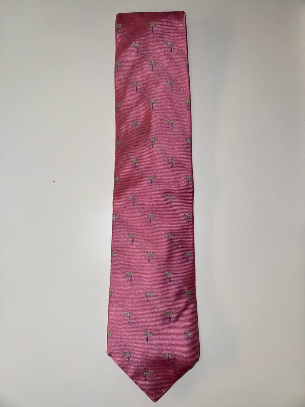 Tommy Hilfiger Pink Palm Tree Silk Tie